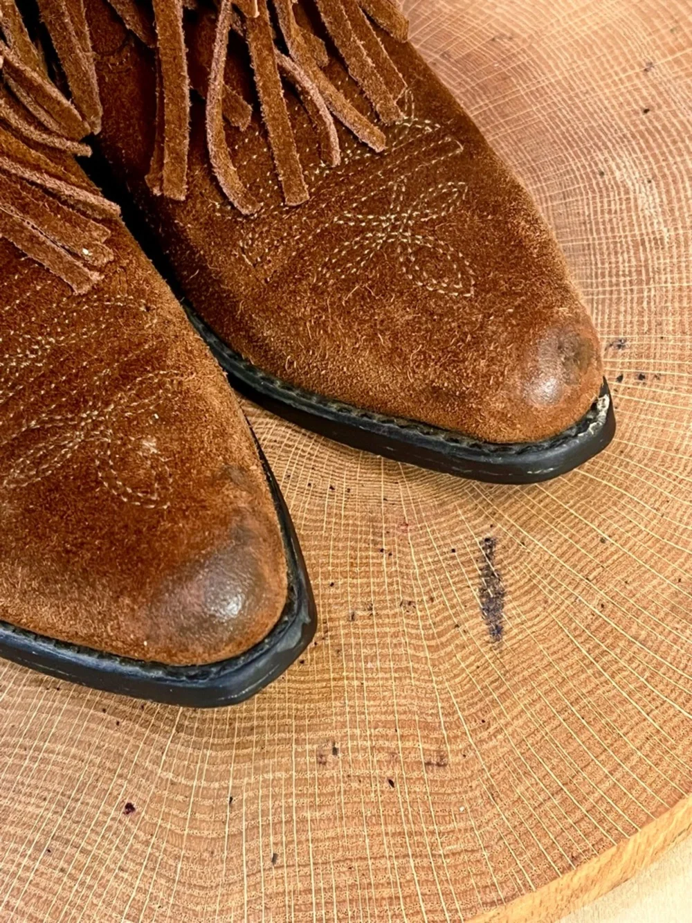 Shyanne Kids Brown Suede Fringe Western Cowboy Boots Size 12D